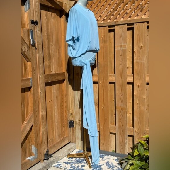 🆕 RAT & BOA 🧿 NWT Freja Slinky Baby Blue Tie-Waist T-Shirt Mini Dress, Sz S - Picture 5 of 15